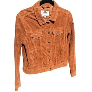 1 Sunset Lane Corduroy Trucker Jacket Womens Medium Rust Orange Cotton Boho